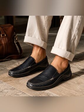 Cole Haan CO3557 Men’s Black Leather Driving Loafers Sz 11M Venetian